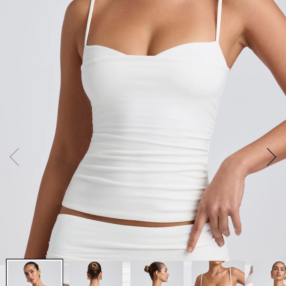 Modal Ruched Layered Tank Top in White